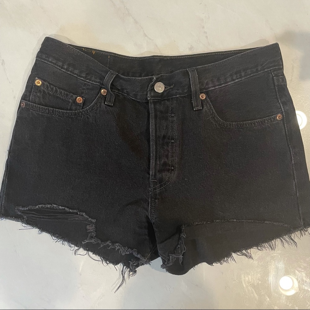 Black Denim 501 Levi Shorts